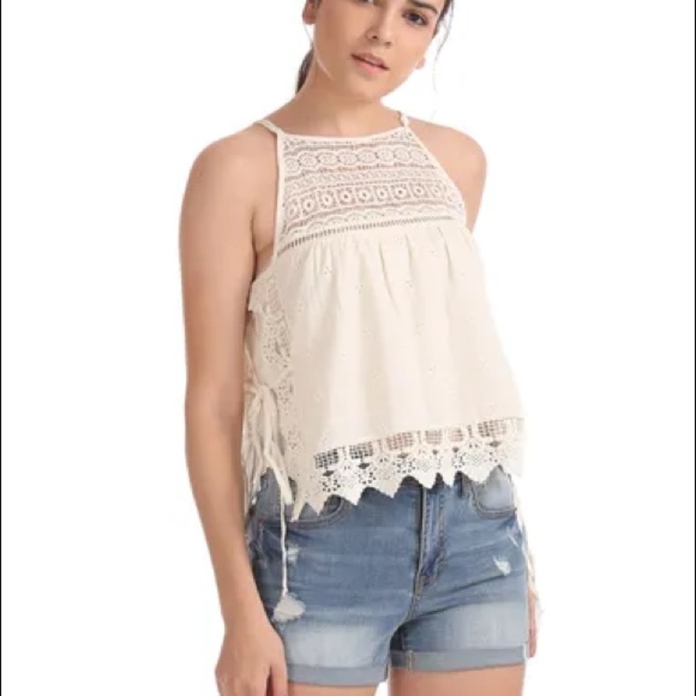 Aeropostale crochet white tank